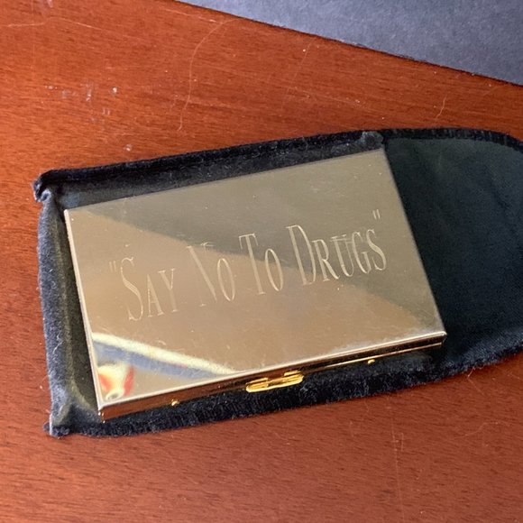 Vintage SAY NO TO DRUGS The Golden Case 24K Brass Calculator Nancy Reagan - Picture 2 of 6
